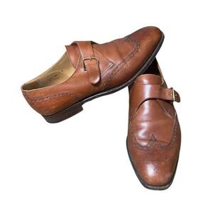 Brooks Brothers Peal & Co Dress Shoes Mens Size 11 Brown Monk Strap Wing Tip UK
